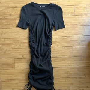 Zara Black Ruched Midi Dress